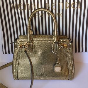 Henri Bendel Gold Cavier Studded Carlyle Tote. New